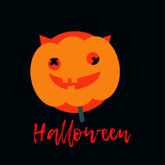 Poster Happy Halloween. Icons with the devil. Vector illustration. Can be used for wallpaper, textile, invitation card, wrapping, web page background.