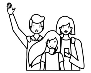 family smiling and waving avatar character