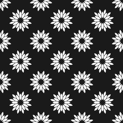 Black and white floral seamless pattern