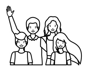 family smiling and waving avatar character