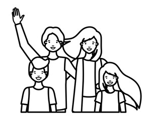 family smiling and waving avatar character