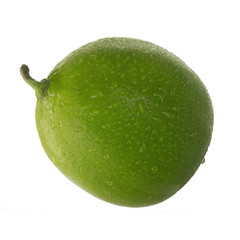 green fresh lime isolated on white