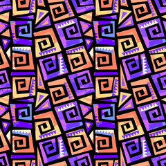 Fototapeta premium Graffiti sportswear print, youth seamless pattern, bright dynamic geometric motif