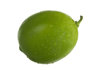 green fresh lime isolated on white