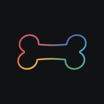 Dog bone icon. Rainbow color and dark background