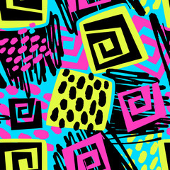 Sportswear print, youth seamless pattern, bright dynamic geometric motif