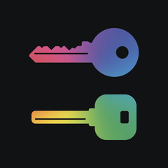 keys icons set. Rainbow color and dark background