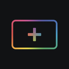 First aid box. simple icon. Rainbow color and dark background