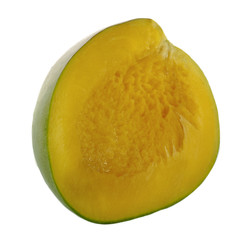half of mango isolated on white background