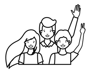 family smiling and waving avatar character