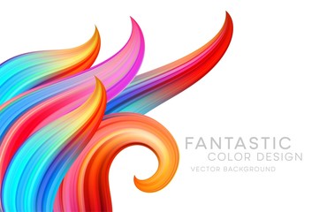 Naklejka premium Abstract background with color fantastic waves and floral scrolls. Modern colorful flow poster. Wave Liquid shape. Art design for your design project. Vector illustration