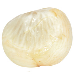 slice of purple mangosteen isolated on white background