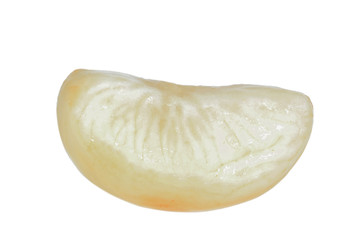 slice of purple mangosteen isolated on white background