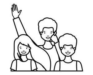 family smiling and waving avatar character