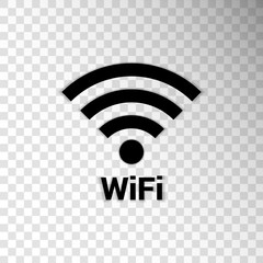 Black Sign Wifi isolated on transparent background. Wi-Fi icon.