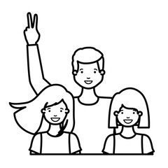 family smiling and waving avatar character