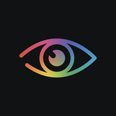 simple eye icon. Rainbow color and dark background