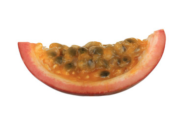slice of passion fruit isolated on white background