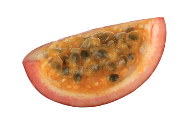 slice of passion fruit isolated on white background