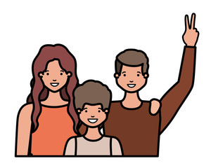 family smiling and waving avatar character