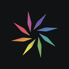 leaf, bamboo, flower. simple silhouette. Rainbow color and dark