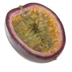 slice of passion fruit isolated on white background