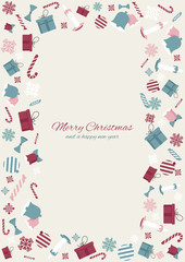 Merry Christmas and a happy new year  background with holiday illustrations. Vector illustration design.