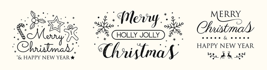 Concept of Christmas ornaments with wishes. Vector.