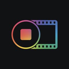 Fototapeta premium movie strip with stop symbol in circle. simple silhouette. Rainb