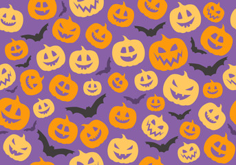Halloween seamless pattern with pumpkins. Vector.
