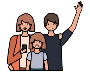 family smiling and waving avatar character