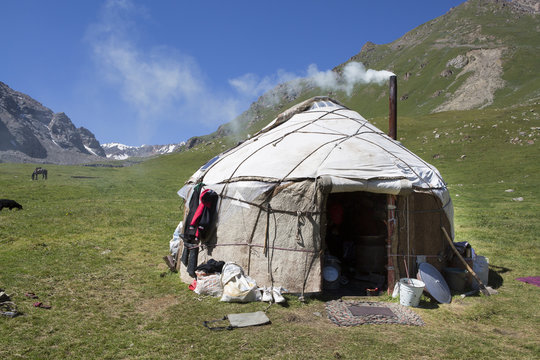 Yurt at Lake Kol Ukok, Kotchkor, Naryn Province, Kyrgyzstan