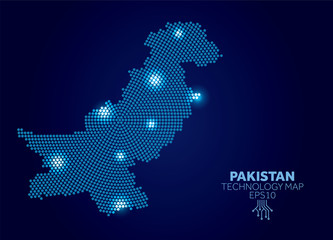 Pakistan dotted technology map. Modern data communication concept