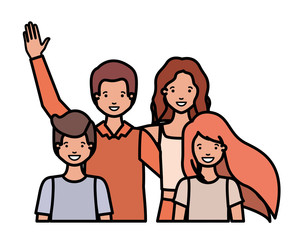family smiling and waving avatar character