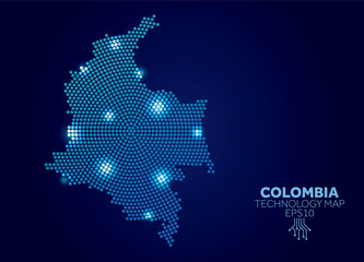 Colombia dotted technology map. Modern data communication concept