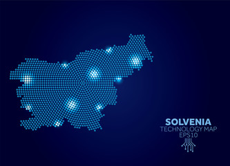 Slovenia dotted technology map. Modern data communication concept