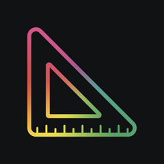 simple triangle, ruler. Rainbow color and dark background
