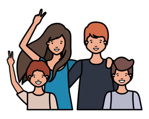 family smiling and waving avatar character