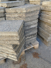 Stacks of cement slabs