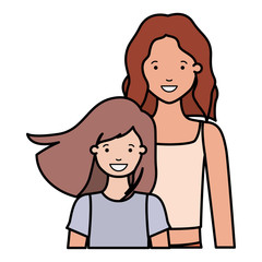 mother and daughter standing avatar character