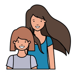 mother and daughter standing avatar character