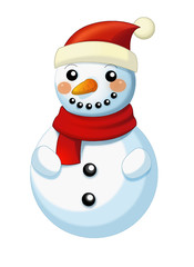 Happy cartoon snowmen - smiling and watching - isolated on white background - vector illustration for children