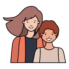 mother with her son smiling avatar character