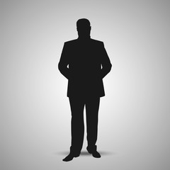 Silhouette of adult heavy businessman.