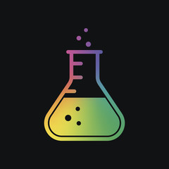 Medical test tube icon. Rainbow color and dark background