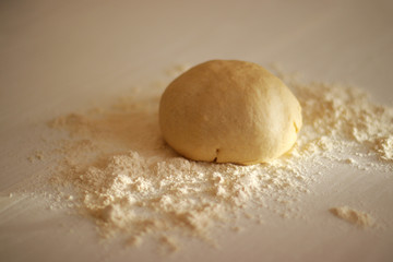 Homemade pastry for bread or pizza. Bakery background