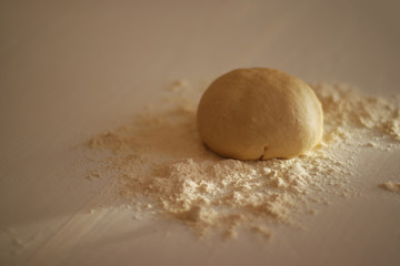 Homemade pastry for bread or pizza. Bakery background