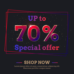70 Percent Sale Background with colorful gradient numbers