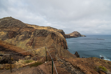 The beautiful Ponta de Sao Lourenco of the popular trekking, hiking and walking trail on the Madeira island