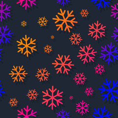 Snowflakes seamless pattern with bright gradient colors